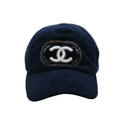 CHANEL シャネル ココマークパイルキャップ 2008クルーズコレクション COCO CABIN ネイビー キャップ ヘッドウェア Mサイズ 美品 中古 4a003234のサムネイル