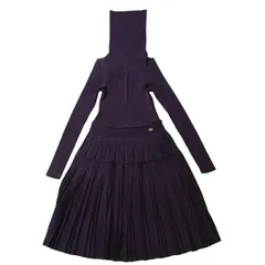 極美品 CHANEL シャネル タートルネックニットワンピース  ココマーク P34256 K00946 パープル ウール 中古 4a002621のサムネイル