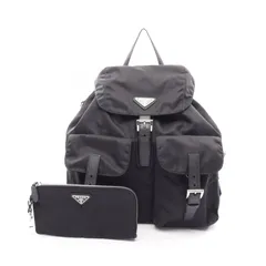 プラダ PRADA リュックサック バックパック VELA ブラック ナイロン サフィアーノレザー トライアングルロゴ ミディアム バックパック レディース Used A