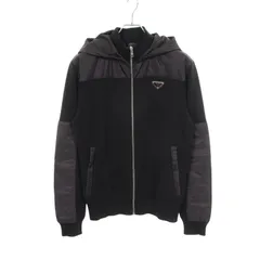 プラダ PRADA 三角ロゴプレート 切替 フード付き UMG107 ブラック ウール ナイロン ウールナイロンジャケット メンズ Used Aのサムネイル
