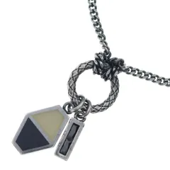 BOTTEGA VENETA (ボッテガヴェネタ) イントレ リングネックレス ペンダント チェーン ガンメタシルバー×ブラック×ホワイト Sv925のサムネイル