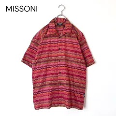 美品 MISSONI ミッソーニ 総柄 半袖シャツ オープンカラー レッド レトロのサムネイル