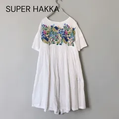 SUPER HAKKA スーパーハッカ 刺繍 花柄 ミニワンピース チュニック ホワイトのサムネイル