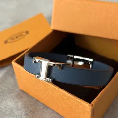 TOD'S (トッズ) Tタイム ブレスレット レザー GENUINE LEATHER ブルー くすみカラー 金具 シルバー 刻印 イタリア製 箱 カード付属のサムネイル