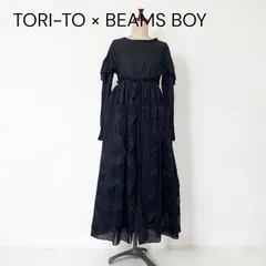 TORI-TO × BEAMS BOY 2WAY  袖フリル ロングワンピース ブラックのサムネイル