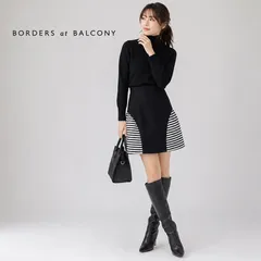 【美品】【クリーニング済】BORDERS at BALCONY/ボーダーズアットバルコニースカート ブラック36「実寸Sサイズ（5～7号）相当」ミニスカート お食事会 女子会 上品 美シルエット スタイルアップ