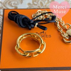 ❤未使用品❤スカーフリング90 シェーヌダンクル ダークシルバー金具