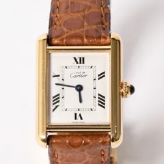 CARTIER カルティエ MUST TANK MM マストタンク MM 腕時計 W1013654 クオーツ シルバー925 ヴェルメイユ アリゲーター 美品 中古 4a003099のサムネイル