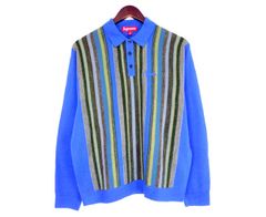 Supreme 100%ウール ニットポロ 青系 polo sweater - メルカリ