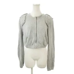 ビーシービージーマックスアズリア BCBGMAXAZRIA ニットジャケット L グレー 長袖 ジップアップ クロップド丈 /MN41 ■ECA004のサムネイル