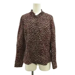 ロシャス ROCHAS シャツ ブラウス ウール 9 茶 ブラウン マルチカラー 抽象ドット柄 フリルスタンドカラー 長袖 /PP ■ECB004のサムネイル