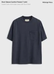 ポッタリー ショートスリーブ コンフォート ポケットTシャツ メランジ ネイビー 3サイズ