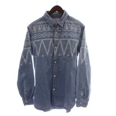 ソルトウォーターカウボーイ SALTWATER COWBOY シャツ L 青 幾何学模様 長袖 レギュラーカラー /GG ■ECB004のサムネイル