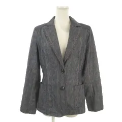 トラサルディ TRUSSARDI ジャケット 上着 42 紺 ネイビー ストライプ柄 テーラードカラー 長袖 /AO19 ■ECD004のサムネイル