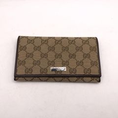GUCCI グッチ 長財布 ロゴプレート シマ レザー ブラウン GG フラップ GUCCI シマ ロゴプレート フラップ ggキャンバス 長財布 ブラウン