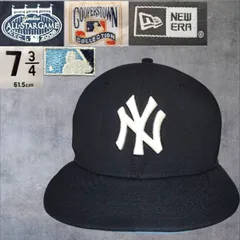 2000年代 NEW ERA 紺色人気ヤンキース2008オールスターベースボールキャップ クーパーズタウン記念サイドパッチ立体刺繍フラッグロゴ つば裏ライトブルー ストリートカジュアルブランド 59FIFTY YANKEES ALL STAR NAVY 大きめ