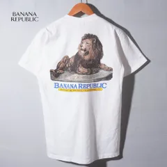 90s バナナリパブリック BANANA REPUBLIC Tシャツ ホワイト S〜M 相当 オールドバナリパ サファリトラベル ヴィンテージT アニマルT シングルステッチ 古着 T117のサムネイル