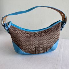 美品✨コーチ ショルダーバッグ ライトブルー キャンバス シグネチャー