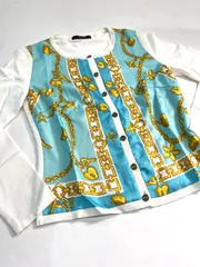 【新品】  MISS J　チェーン柄ライトブルーカーディガン  サイズ40   定価39,900円の品　u331 uのサムネイル