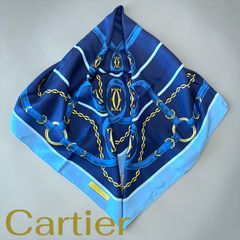 CartierスカーフSILK100%宝石チェーン 箱ギャランティカード 極美品