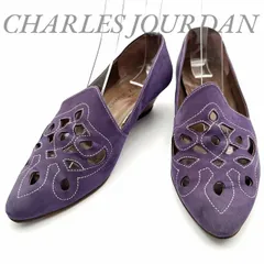 【B5353】 CHARLES JOURDAN シャルルジョルダン パンプス スエード パープル カットアウト ローヒール ポインテッドトゥのサムネイル