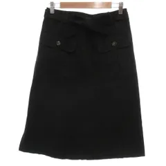 アーペーセー A.P.C. 美品 台形スカート 38 ミディ丈 ベルト付きスリット フラップポケット 黒 ブラック /KB ■GY62のサムネイル