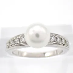 現行 MIKIMOTO ミキモト 7mm あこや真珠 パール 0.11ct ダイヤ ダイヤモンド リング Pt950 9号 PR-1200R プラチナ 指輪 ジュエリー パール ハーフサークル ハーフエタニティ 5012のサムネイル