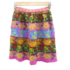 イヴサンローラン YVES SAINT LAURENT ニットフレアスカート 140 マルチカラー マゼンタ 花柄 ボーダー柄 ミニ丈 /HO15 ■ECE004 女の子のサムネイル