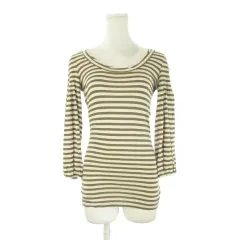 マックス&コー MAX&CO. tricot カットソー 絹 シルク S 茶 ブラウン ストライプ柄 ボートネック 長袖 P7 ETH TSH 27M /CK8 ■ECD004のサムネイル