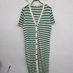 レディース77 size MNG マンゴ 半袖 エンブロイダリー ニット ONE PIECE
