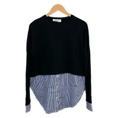 ENFOLD(エンフォルド) チュニック サイズ38 M レディース美品  - 黒×ネイビー×白 クルーネック/長袖/異素材切替のサムネイル