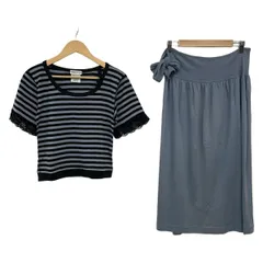 SONIARYKIEL(ソニアリキエル) スカートセットアップ レディース美品  - ライトブルー×黒 ボーダー/レースのサムネイル