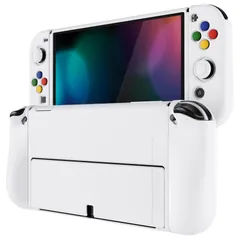 新品 PlayVital ZealProtect Nintendo Switch有機elに対応用ソフト保護シェル、Switch OLEDに対応用フレキシプロテクタージョイコングリップカバーサムグリップキャップとABXY方向ボタンキャップ付き【ホワイト】のサムネイル