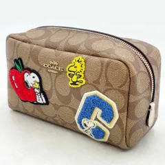 コーチ PEANUTS コラボ ポーチ スヌーピー COACH シグネチャー  ワッペン コスメ 化粧ポーチ ピーナッツ