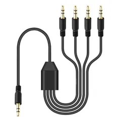 新品 Duttek 3.5mm オーディオ分配ケーブル 3極/TRSイヤホン分岐コード 4分配ケーブル、スマートフォン・コンピューター・MP3・イヤホン・スピーカー用 3.5mmオスオス ヘッドホンスプリッター変換ケーブル (50センチメートル)のサムネイル