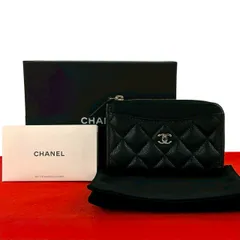 ほぼ未使用 箱 袋付き シール有 CHANEL シャネル フラグメントケース マトラッセ ココマーク キャビアスキン コインケース ブラック 49627のサムネイル