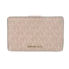 マイケルコース MICHAEL KORS GREENWICH ロゴプレート付きコンパクト二つ折り財布 ピンク