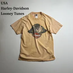 USA Harley-Davidson Hanes　ルーニー・テューンズ　両面プリント　Tシャツ　ハーレーダビッドソン　ライトベージュ　M 古着