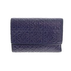 LOEWE リピートアナグラム エンボスレザー 三つ折り財布 ブラック黒 本