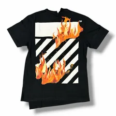 OFF-WHITE 18SS DIAG FIRE SPLICED ダイアゴナルファイアースプライスドTシャツ 半袖カットソー オフホワイト OMAA032S18185078 ブラック S （11049M）のサムネイル