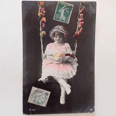 優しさのメッセージ 少女 105 フランス ヴィンテージ ポストカード 