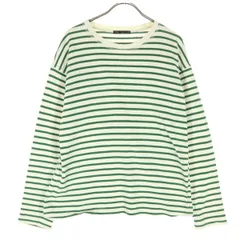 美品 ZARA ザラ ボーダー柄 長袖 クルーネック カットソー S グリーン系 レディース 古着