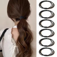 新品 Fuyunohi ヘアゴム 黒 跡がつかないヘアゴム 髪ゴム シンプル 簡約 よく伸びる ポニーテールリング お団子 髪留め 大人 おしゃれ ナチュラル 6本セット 高弾性 韓国風 上品 ブラック