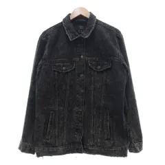 ベルシュカ Bershka デニムジャケット M 黒 ブラック グレー ウォッシュ加工 ダメージ加工 レギュラーカラー /SX ■ECF003のサムネイル
