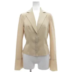 フォクシーニューヨーク FOXEY NEW YORK 美品 ジャケット 短丈 スナップボタン ノッチドラペル 裏返しデザイン ベージュ /KB ■ECF001のサムネイル