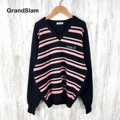 Munsingwear Grand Slam マンシングウェアグランドスリム ロゴ刺繡 ボーダー Vネックセーター ブラックのサムネイル