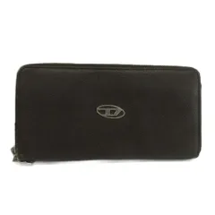 ディーゼル DIESEL 長財布 レザー ラウンドファスナー Dロゴプレート シルバー金具 茶色 ブラウン /XZ ■GY69