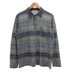 ミッソーニ MISSONI ポロシャツ ウール 青 ブルー ボーダー柄 長袖 /NL ■ECG004のサムネイル