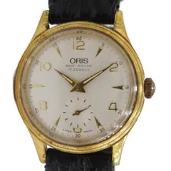 オリス ORIS 7312 腕時計 ウォッチ 手巻き ロゴ レザーベルト スモセコ 白文字盤 ゴールド色 ■GY11 /MQのサムネイル