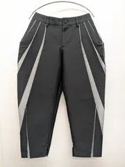 イッセイミヤケISSEY MIYAKE プリーツストライプ　ジャガード　クロップドパンツ 黒グレー2のサムネイル
